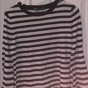Long Sleeve Black and White Top